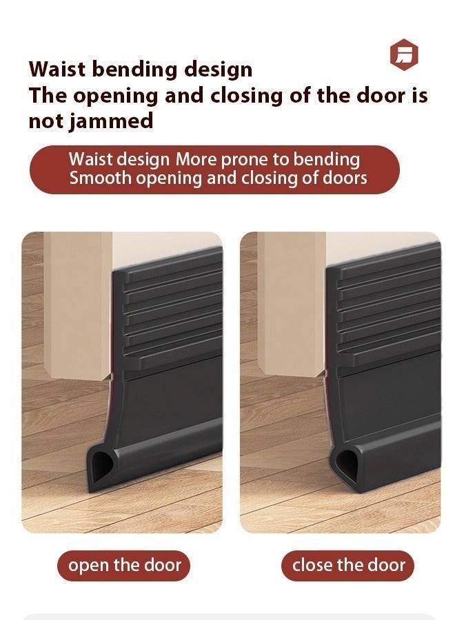 Poxvalzor Door Draught Strip,1/2/3pcs Sticky Door Seal, Cuttable Soundproof Door Seal,Suitable For Door , Glass Door, Weatherproof Door Bottom Gap Strip,Door Sweep Foot Gap Barrier Strip Self-Adhesive-Black - Image 4